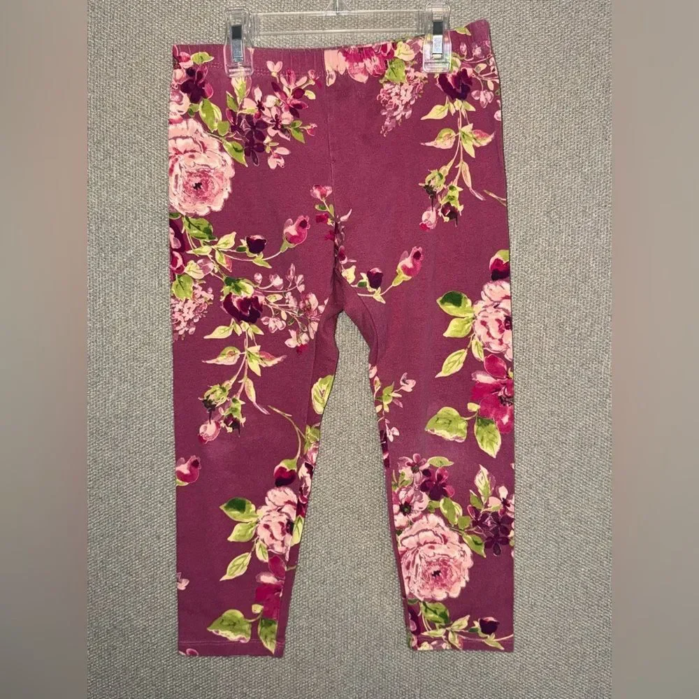The Children's Place size large Floral capri Leggings - Pink and Green